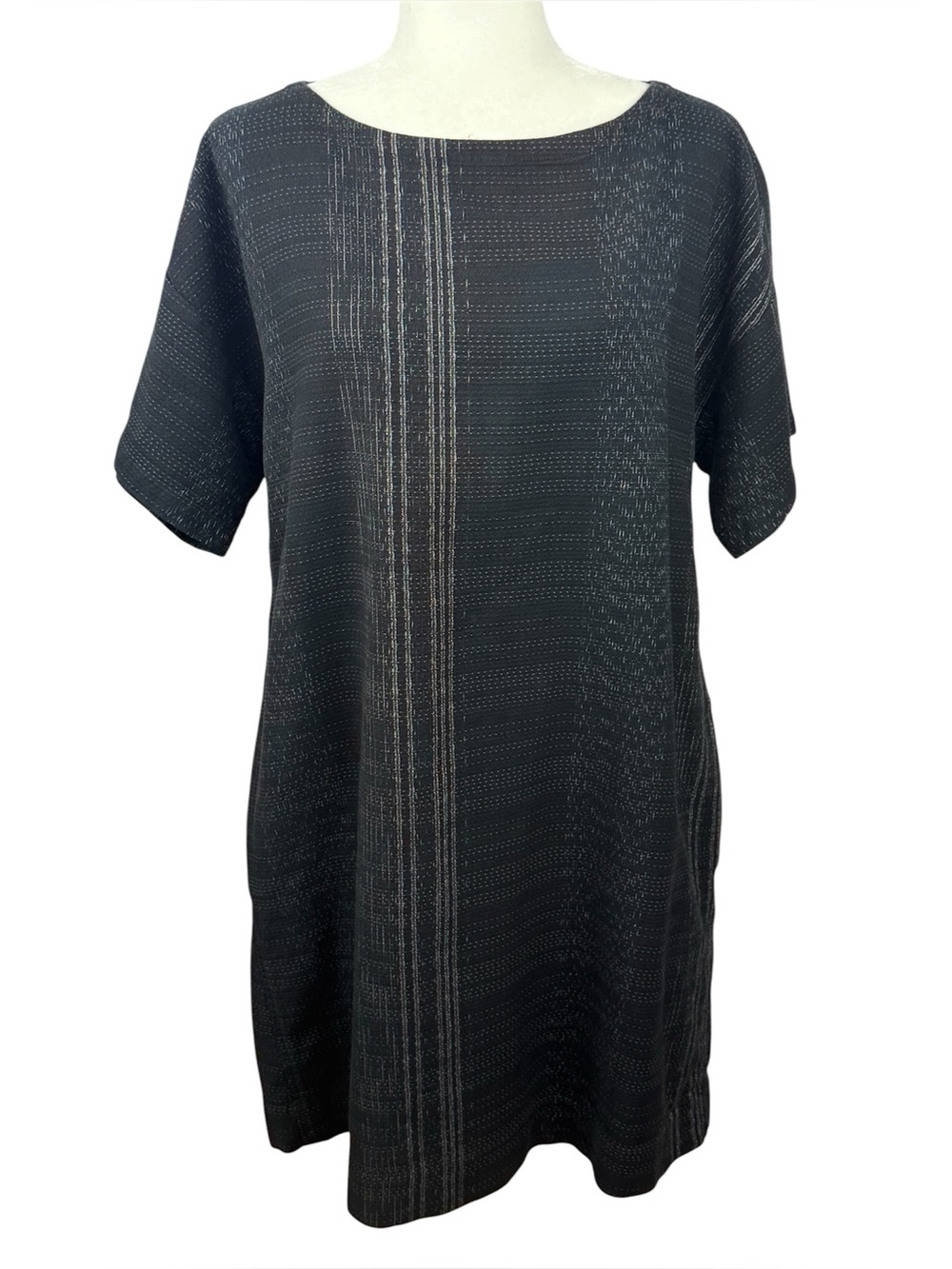 Fisher Project by Eileen Fisher Koshi Crossings Dress Medium Black